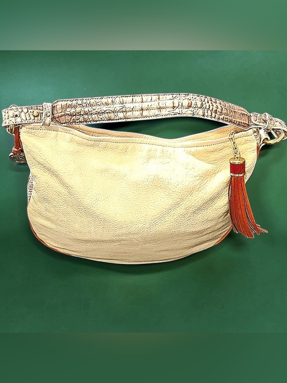 Brahmin Kathleen Shoulder Bag in Ivory Alden Road Leather